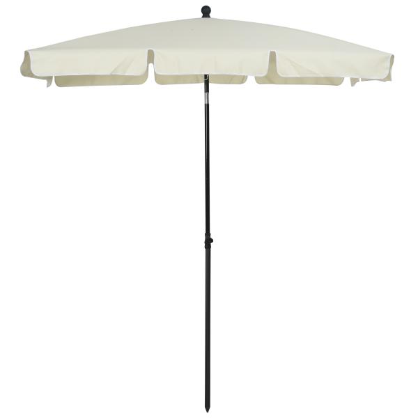 Chapéu de Sol Retangular de Jardim 198x130x240cm Chapéu de Sol de Alumínio com Função de Inclinação para Terraço Pátio Exterior Creme