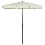 Chapéu de Sol Retangular de Jardim 198x130x240cm Chapéu de Sol de Alumínio com Função de Inclinação para Terraço Pátio Exterior Creme