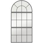 Espelho de Parede 76x149 cm 3 Peças Espelho de Entrada com Moldura de Metal em Forma de Janela para Sala Preto