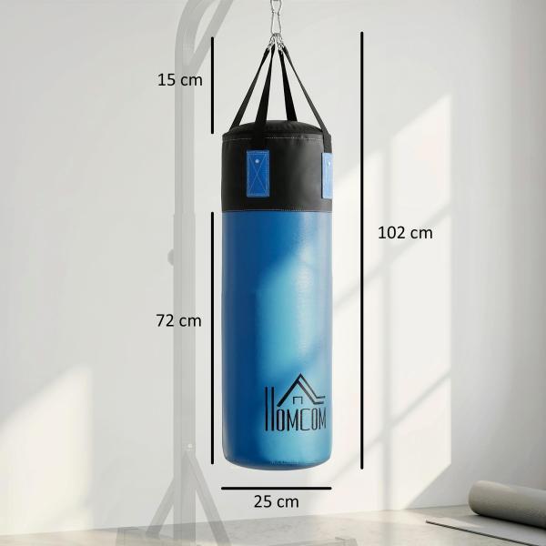 Saco de Boxe Profissional Puching Bag com Luvas de 8 oz Gancho e Bolsa de Armazenamento Saco de Areia de Treinamento para Adultos e Adolescentes Ø25x102 cm Azul