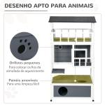 Casa para Gatos Caseta de madeira em abeto com espaço amplo com 4 pisos e espaço destacável para areia 75,5x75x137 cm