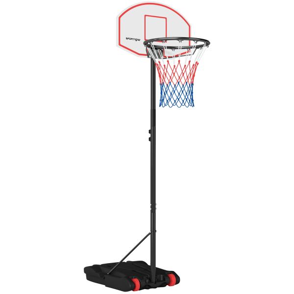 Tabela de Basquetebol para Exterior com Alvo de Dardos com Ajustável 210 - 247 cm Rodas Base Rellenável Preto