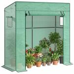 Estufa de Exterior com Janelas de Malha e Porta com Fecho de Correr Estufa para Cultivar Plantas e Flores 196x77x197 cm Verde