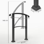 Guarda Corpo para Escada 71 cm Guarda Corpo Metálico com Kit de Instalação Ângulo Ajustável para 1 - 3 Degraus 71x8x148 cm Preto