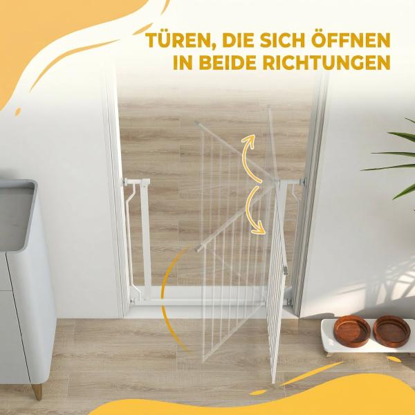 Barreira de Segurança para Cães 75 - 85 cm para Portas e Escadas, Dupla Direção, Duplo Bloqueio, Branco