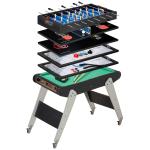 Mesa de Jogos 6 em 1 com Rodas Bilhar Matraquilho Ping Pong Lançamento de Anéis Hóquei com Bastão e Hóquei com Discos 120x88x79cm Multicor