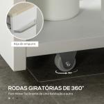 Estante de Armazenamento Casa de Banho de 3 Níveis Estante Estreita com Alça Lateral Estante com Rodas 48x15x80cm Branco