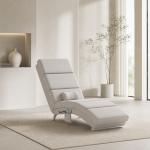 Poltrona Relax Reclinável com 8 Pontos de Massagem, Aquecimento Lombar, 5 Modos, Comando e Bolso Lateral, Branco Creme
