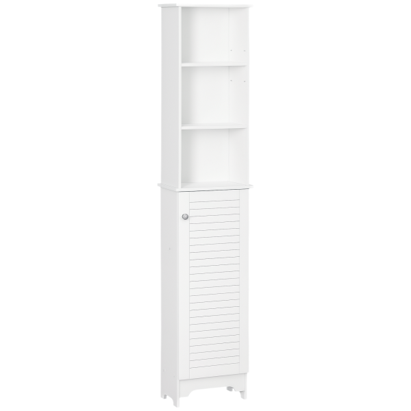 Coluna Casa de Banho com 1 Porta 3 Prateleiras Abertas e Prateleira Interior Ajustável 34x20x165cm Branco