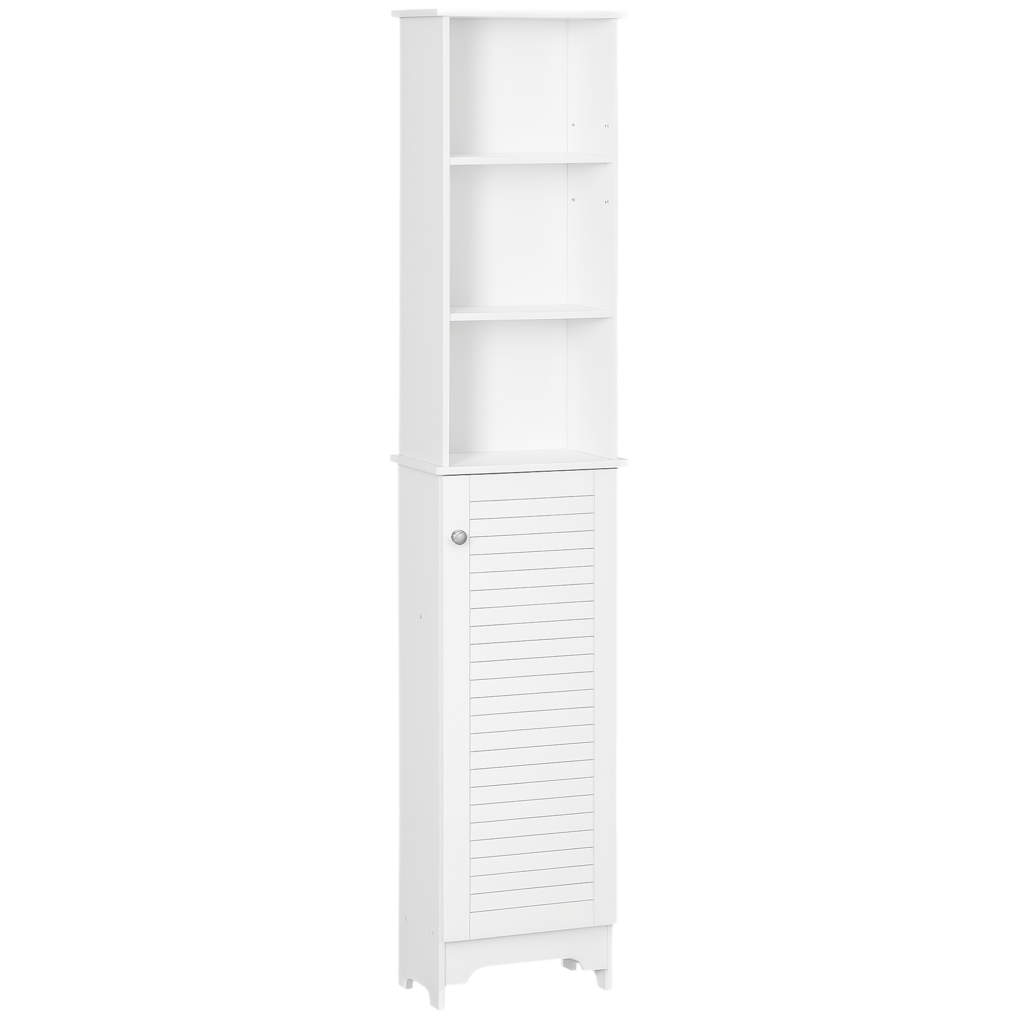 Coluna Casa de Banho com 1 Porta 3 Prateleiras Abertas e Prateleira Interior Ajustável 34x20x165cm Branco