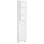 Coluna Casa de Banho com 1 Porta 3 Prateleiras Abertas e Prateleira Interior Ajustável 34x20x165cm Branco
