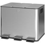 Balde de Lixo de Cozinha com 3 Compartimentos 3x10L com Pedais Tampas com Fechamento Suave e Cubo Amovível 49,6x34,5x38,6 cm Prata