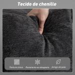 Sofá Cama de 2 Lugares Dobrável Estofado em Chenilla com 2 Almofadas Braços Largos Acolchoamento Grosso Cinza Escuro