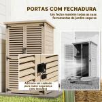Armário de Jardim de Madeira 75x50x118 cm Armário para Ferramentas com 2 Portas de Persiana 2 Estantes Madeira
