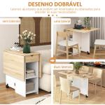 Mesa de Cozinha Dobrável com Rodas Laterais Rebatíveis Gaveta e Prateleiras para 2 - 4 Pessoas 120x72x75 cm Madeira Branco