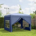 Tenda de Jardim com Paredes Laterais Amovíveis Janelas Porta com Zíper e Bolsa de Transporte 295x295x195 - 258 cm Azul