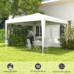 Tenda de Jardim Desmontável Tenda para Exteriores com 4 Orifícios de Drenagem e Tubo de Aço 293x293x252 cm Branco