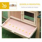 Coelheira de Exterior Grande Gaiola de Madeira para 2 - 4 Coelhos com Teto Asfáltico Recinto de Arame Bandeja Removível e Rampas 210x45,5x84,5 cm Natural