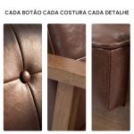 Poltrona Sala de Estar Estofada em PU com Apoio para os Braços e Estrutura de Madeira de Borracha 64x66x80 cm Marrom