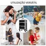 Mala de Maquilhagem Profissional com Gaveta Mala de Maquilhagem com Rodas para Viagem Trabalho 34x25x62 cm Preto