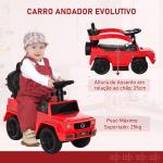 Carro Andador para Crianças Mercedes G350 com Buzina Capô Removível Encosto e Suporte de Proteção 85,5x40,5x95 cm Vermelho