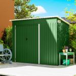 Abrigo de Jardim Exterior 2,7 m² 234x132x185 cm com Três Portas Fechadura e Grelhas de Ventilação Verde