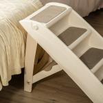 Escada Dobrável para Animais de Estimação de 4 Degraus para Cães Gatos Portátil com Tapetes Antiderrapantes para Cama Sofá Carga 20kg 67x38x49,5cm Bege