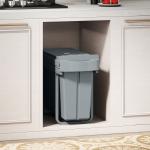 Balde do Lixo Sob Lavatório Balde do Lixo de Cozinha com 2 Contentores de Reciclagem Extraíveis 20L+10L 52x26x40,8 cm Cinzento