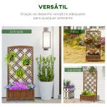 Floreira com Treliça de Madeira Caixa de Plantio com Suporte para Plantas Trepadeiras 60x30x122,5cm Madeira