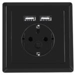 Tomada Interior de Parede c/ 2 USB (Preto) - LANBERG