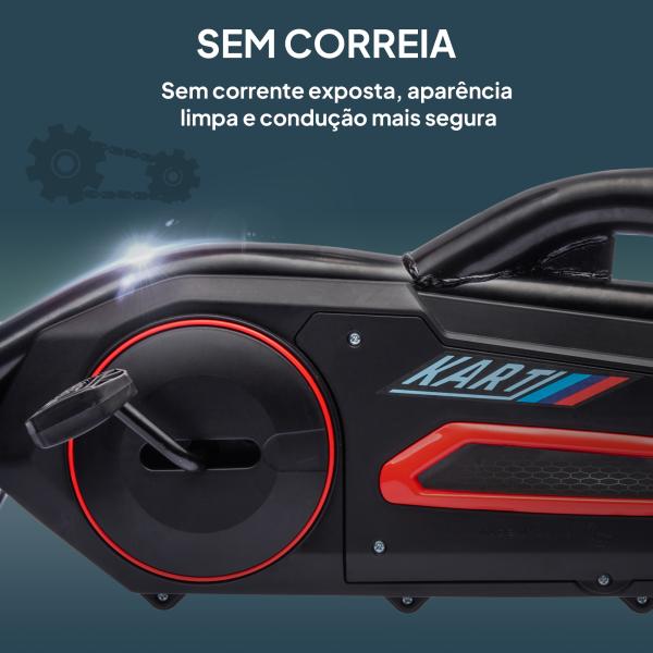 Kart a Pedais para Crianças com Assento Ajustável em 4 Posições, Travão de Mão e Rodas de EVA 100x58x58,5 cm Vermelho