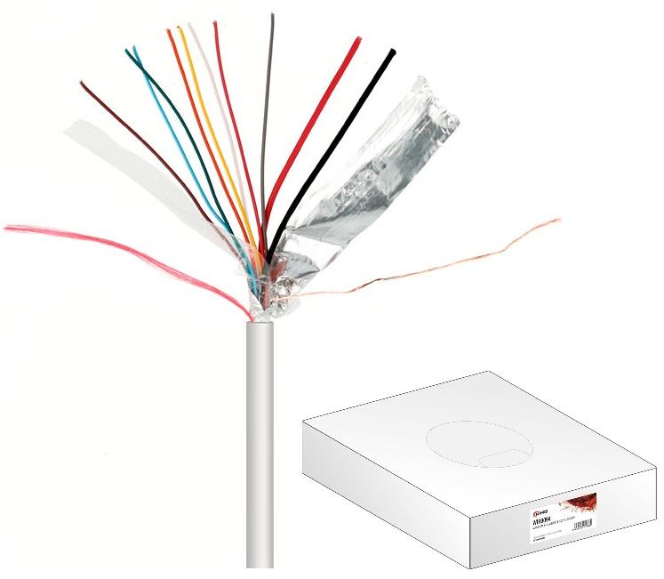 Bobine Cabo de Alarme 10 Condutores [2x 0,75mm² + 8x 0,22mm²] - 100 mts