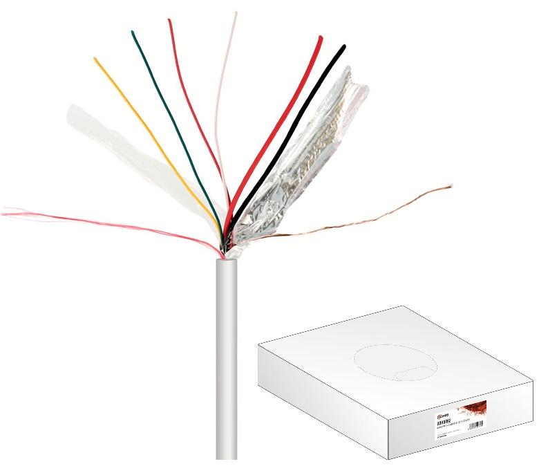 Bobine Cabo de Alarme 6 Condutores [2x 0,75mm² + 4x 0,22mm²] - 100mts