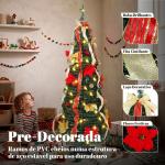 Árvore de Natal Desdobrável 150 cm com 70 Luzes LED, 11 Modos, Comando à Distância e Decoração Incluída, Verde