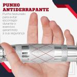 Conjunto de Halteres 16 kg com Barra Metálica e Cabeça Hexagonal Conjunto de Pesos para Treino 30,5x12,7 cm Preto e Prata
