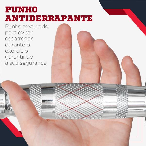 Conjunto de Halteres 16 kg com Barra Metálica e Cabeça Hexagonal Conjunto de Pesos para Treino 30,5x12,7 cm Preto e Prata