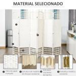 Biombo de 6 Paineis Separador de Ambientes Dobrável 242x170cm Divisória de Habitações de Fibra de Papel Branco