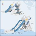 Escorregador para Crianças de 18 - 36 Meses com 3 Degraus Antiderrapantes 157x46,5x80 cm Azul