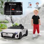 Carro Elétrico AUDI RS E - Tron GT 12V com 2 Motores Controlo Remoto Faróis LED Buzina Música USB 3 - 5km/h 103x58x41cm Branco
