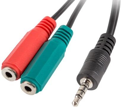 Cabo Jack 3,5mm Macho - 2x Jack 3,5mm Fêmea (20cm) - LANBERG