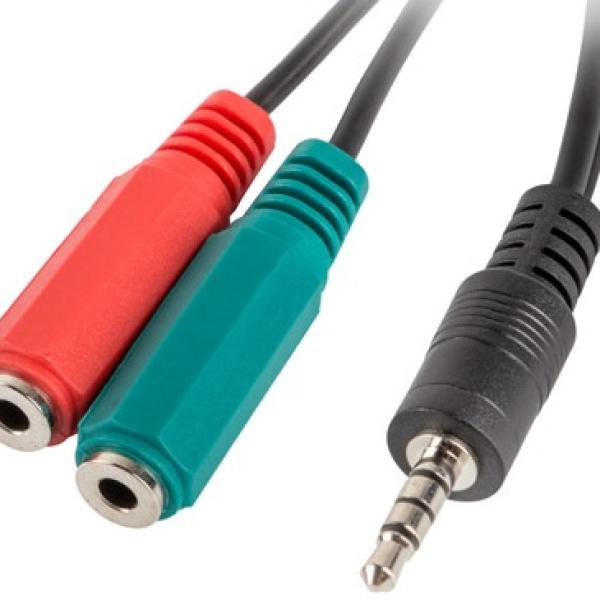 Cabo Jack 3,5mm Macho - 2x Jack 3,5mm Fêmea (20cm) - LANBERG