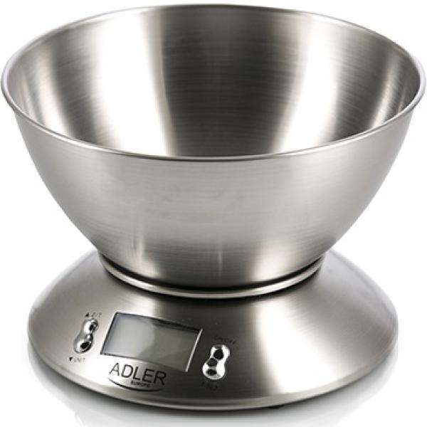Balança de Cozinha Eletrónica c/ Tigela 1,8L (Inox) - ADLER