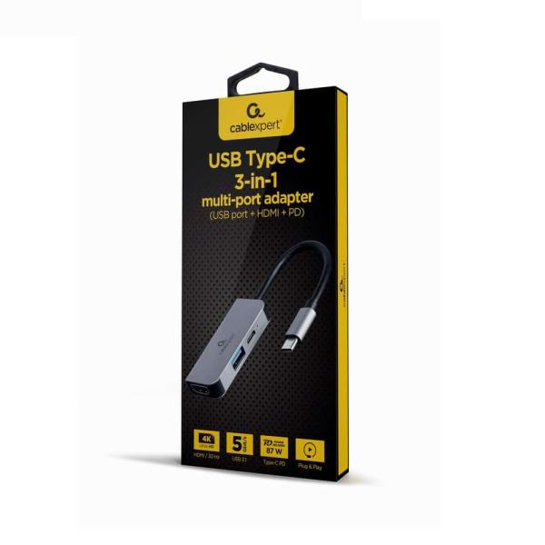 Adaptador - Docking Station Type - C 3IN1 3*USB 1XHDMI Hub e Type - C Power — Recondicionado