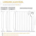 Barreira de Segurança para Cães Extensível para Escadas e Portas 75 - 115cm com 2 Extensões e 10 - 20cm Montagem a Pressão Aço Altura 76cm Branco