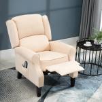 Poltrona de Massagem Poltrona Relax Reclinável com Controlo Remoto 2 Áreas de Massagem Bolso Lateral 78x83x101 cm Bege