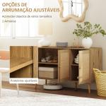 Aparador para Sala de Estar com 3 Portas em Vime Aparador Estilo Boémio, com Prateleiras Ajustáveis 120x40x75 cm Madeira