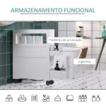Armário Casa de Banho para Espaços Reduzidos com 4 Rodas Prateleira Aberta e Gavetas 16x52x71,5 cm Branco