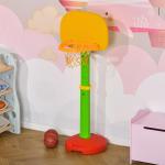 Tabela de Basquetebol Infantil para Crianças acima de 3 anos Altura Ajustável 2 Bolas e Inflador 52,5x44x120 - 160cm Amarelo Verde Vermelho