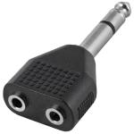 Ficha Adaptadora Jack 6,5mm Macho Mono - 2x Jack 3,5mm Femea Mono