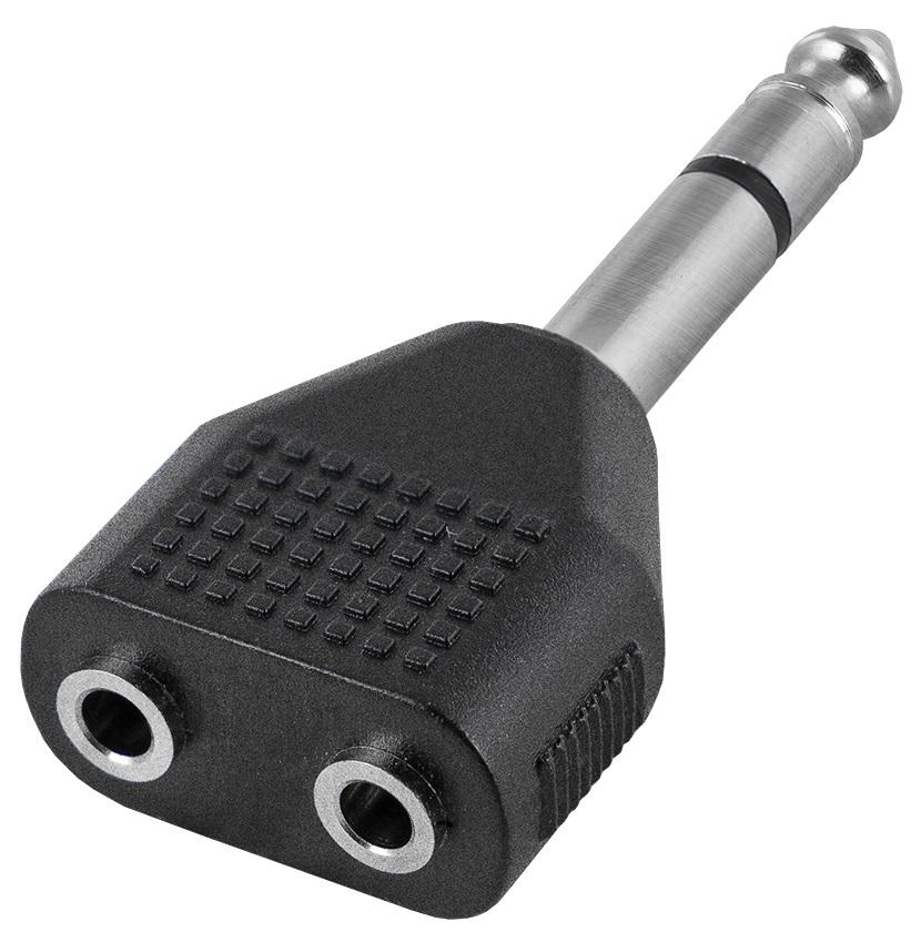 Ficha Adaptadora Jack 6,5mm Macho Mono - 2x Jack 3,5mm Femea Mono